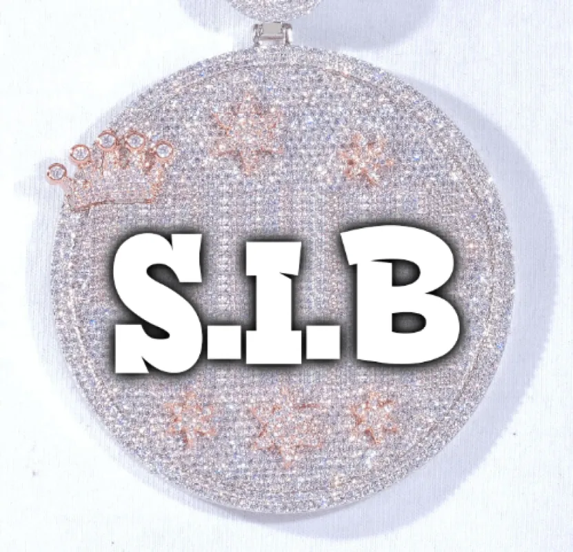 CUSTOM LETTER NECKLACE 3D BIG CROWN DISC made by The GUU Shop