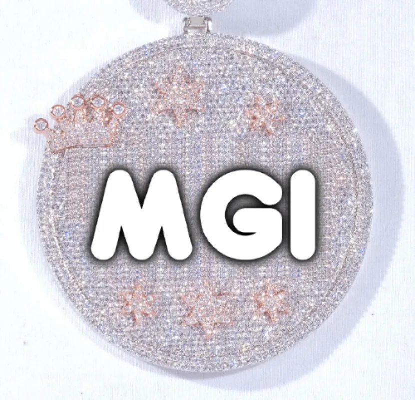 CUSTOM LETTER NECKLACE 3D BIG CROWN DISC sold by The GUU Shop