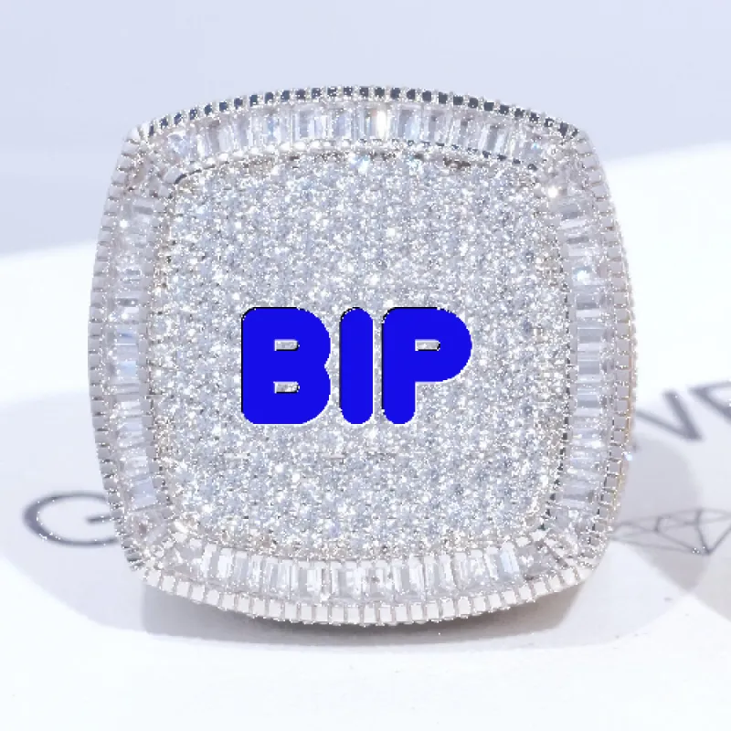 CUSTOM LETTER 3D ICED RING sold by The GUU Shop