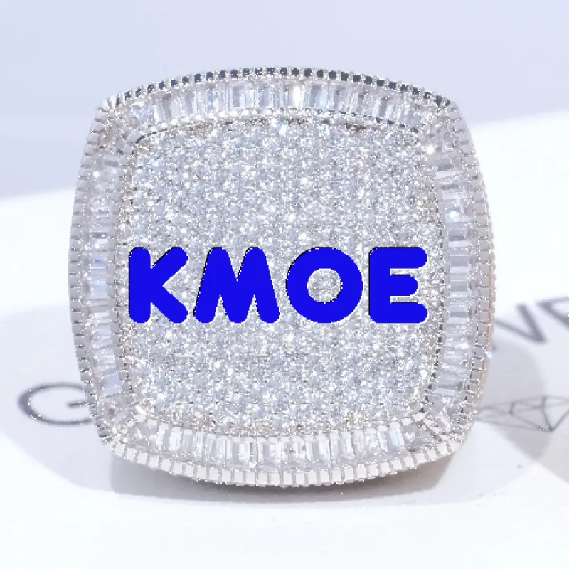 CUSTOM LETTER 3D ICED RING sold by The GUU Shop