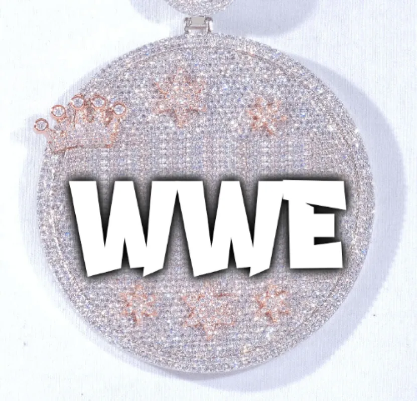 CUSTOM LETTER NECKLACE 3D BIG CROWN DISC sold by The GUU Shop