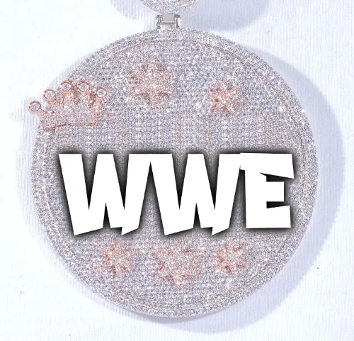 CUSTOM LETTER NECKLACE 3D BIG CROWN DISC sold by The GUU Shop