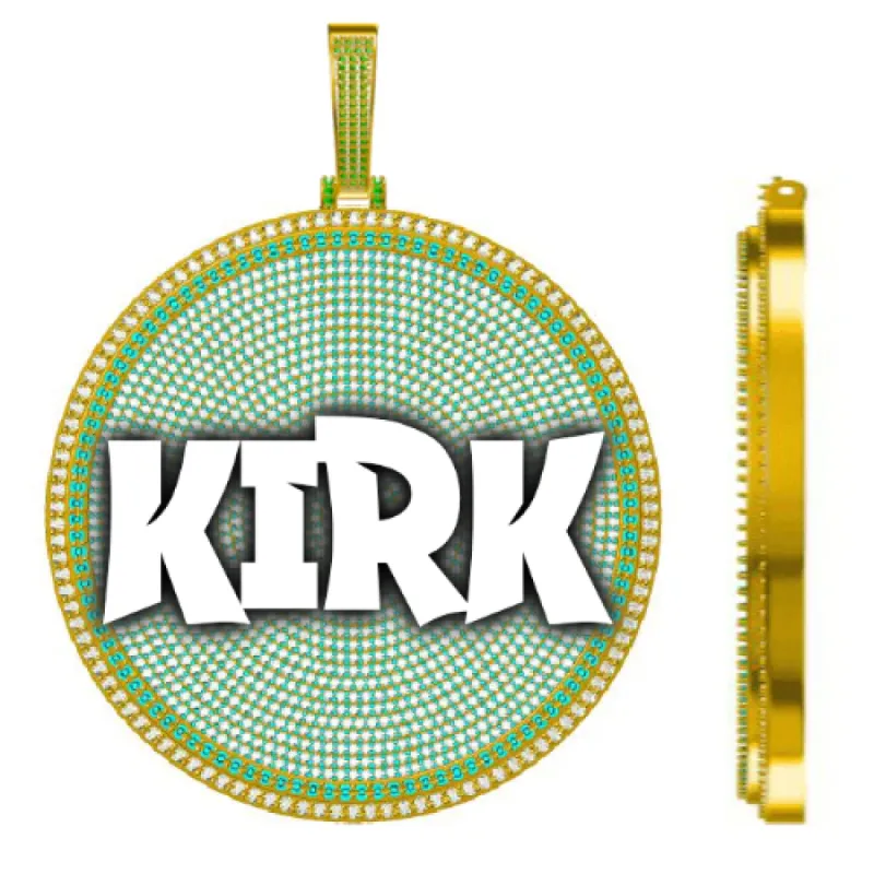 CUSTOM LETTER NECKLACE 3D BIG DISC sold by The GUU Shop