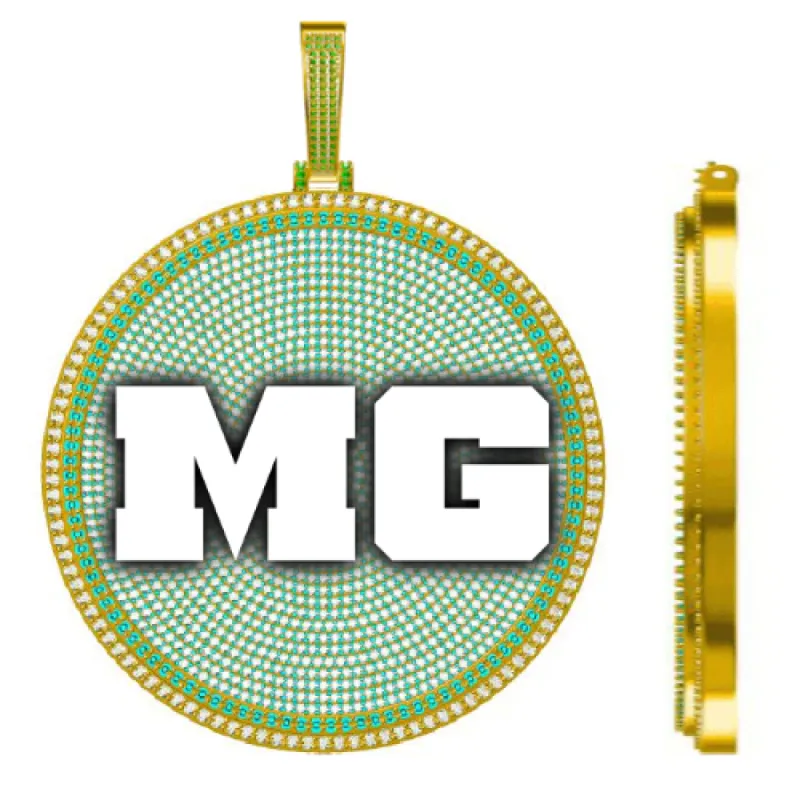 CUSTOM LETTER NECKLACE 3D BIG DISC sold by The GUU Shop