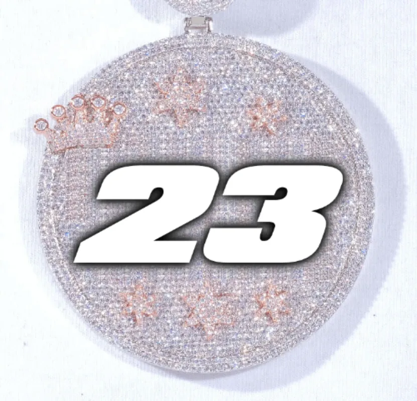 CUSTOM LETTER NECKLACE 3D BIG CROWN DISC sold by The GUU Shop