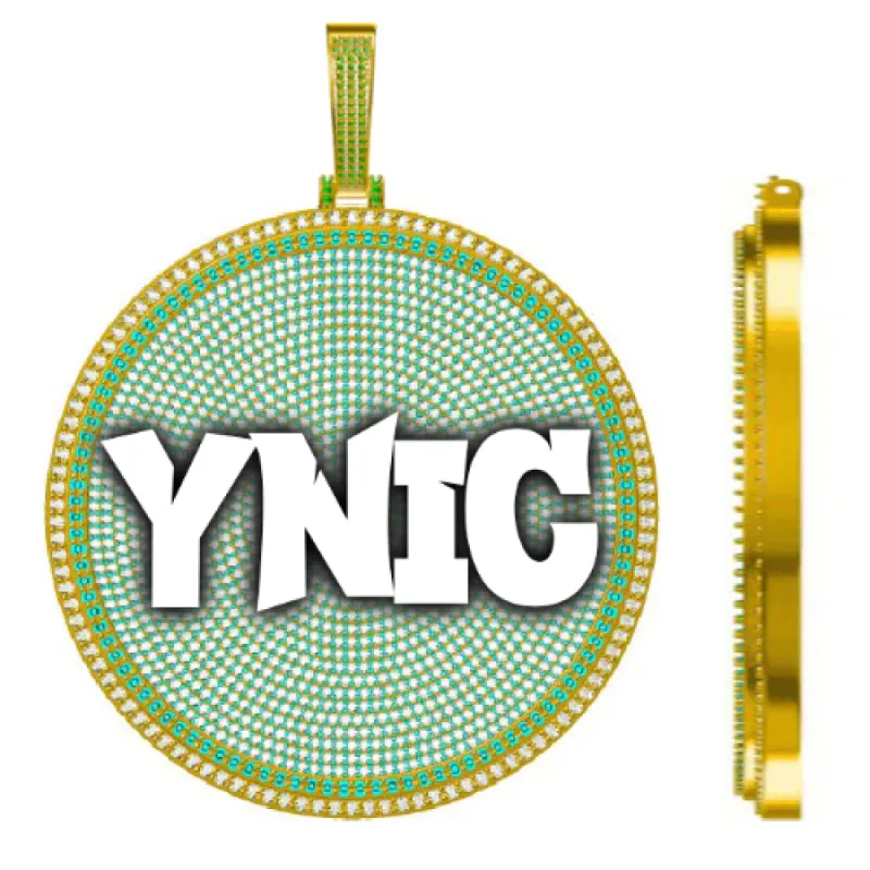 CUSTOM LETTER NECKLACE 3D BIG DISC sold by The GUU Shop