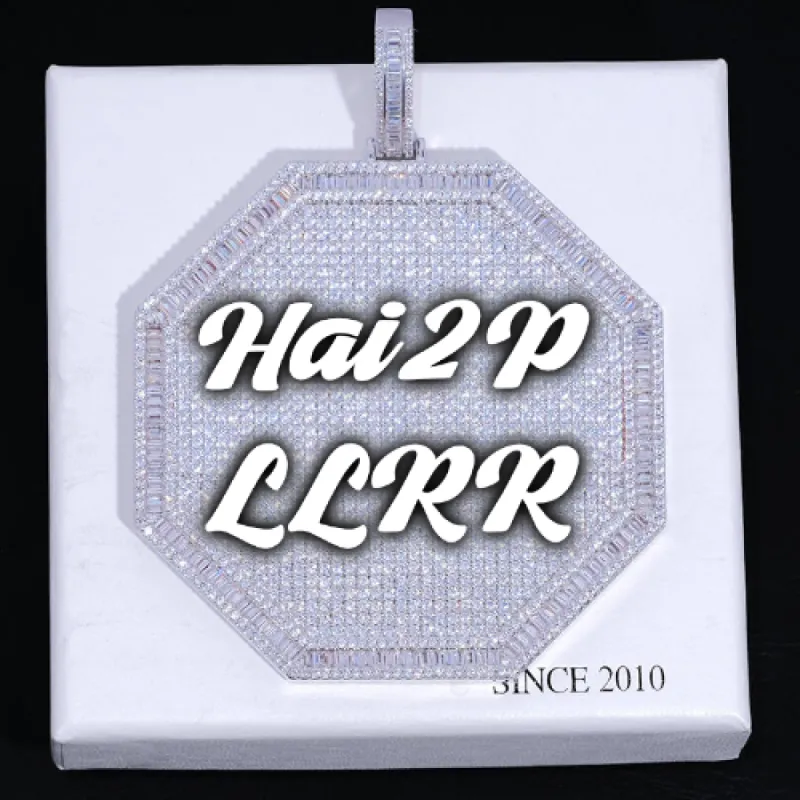 CUSTOM LETTER NECKLACE 3D BIG OCTAGON sold by The GUU Shop