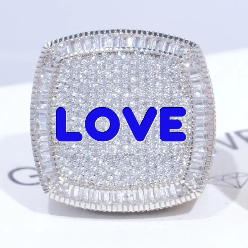 CUSTOM LETTER 3D ICED RING sold by The GUU Shop