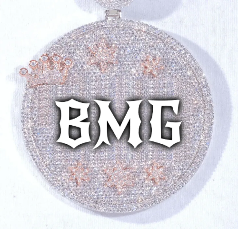 CUSTOM LETTER NECKLACE 3D BIG CROWN DISC sold by The GUU Shop