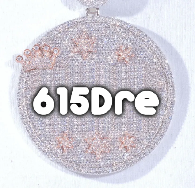 CUSTOM LETTER NECKLACE 3D BIG CROWN DISC sold by The GUU Shop