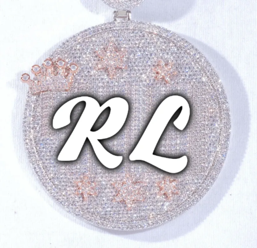 CUSTOM LETTER NECKLACE 3D BIG CROWN DISC sold by The GUU Shop