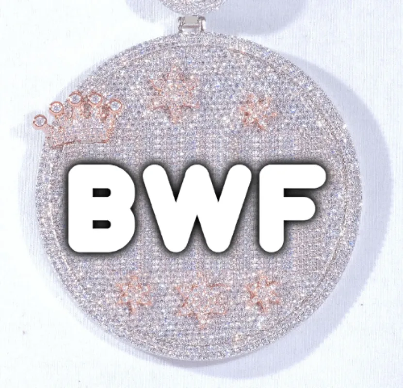 CUSTOM LETTER NECKLACE 3D BIG CROWN DISC made by The GUU Shop