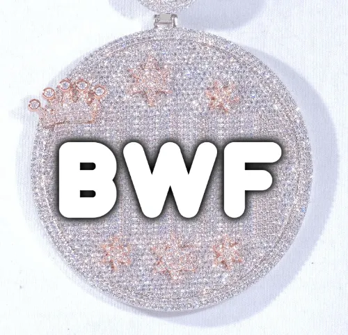 CUSTOM LETTER NECKLACE 3D BIG CROWN DISC sold by The GUU Shop