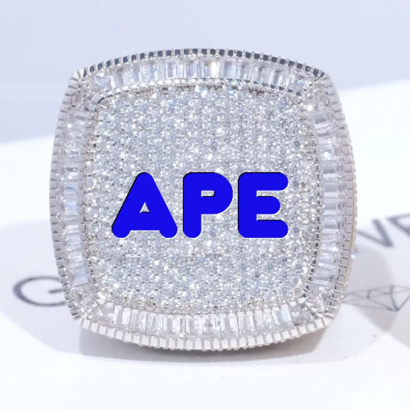 CUSTOM LETTER 3D ICED RING sold by The GUU Shop