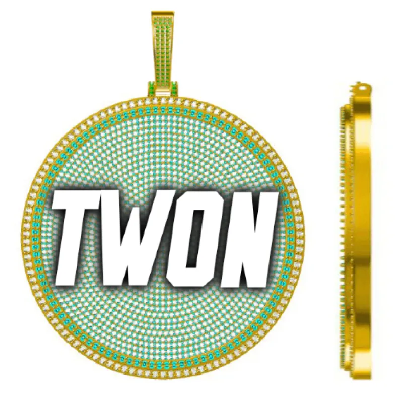 CUSTOM LETTER NECKLACE 3D BIG DISC sold by The GUU Shop