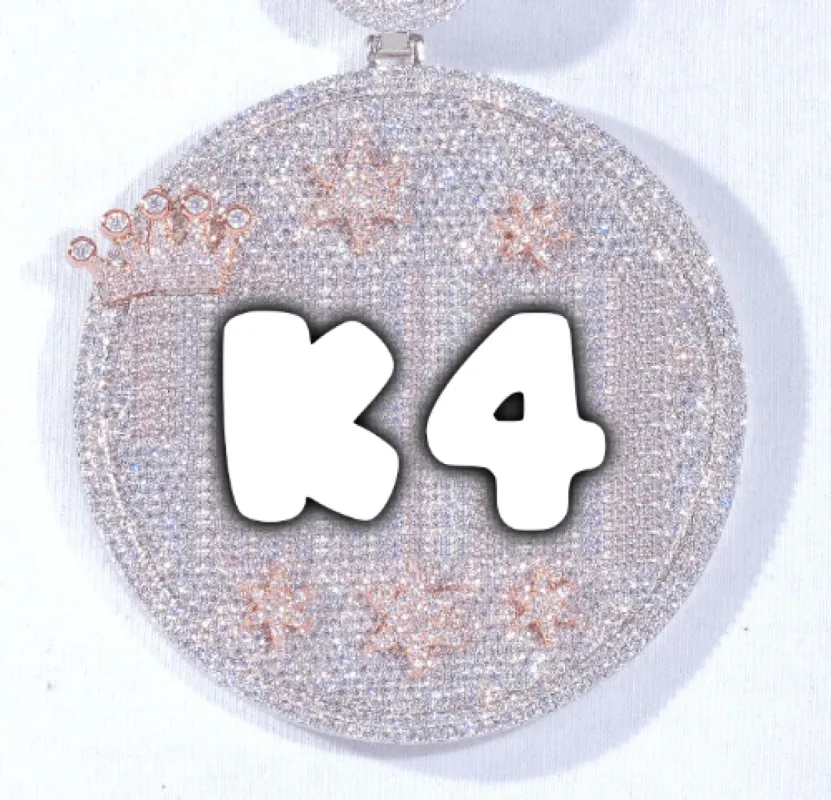 CUSTOM LETTER NECKLACE 3D BIG CROWN DISC sold by The GUU Shop