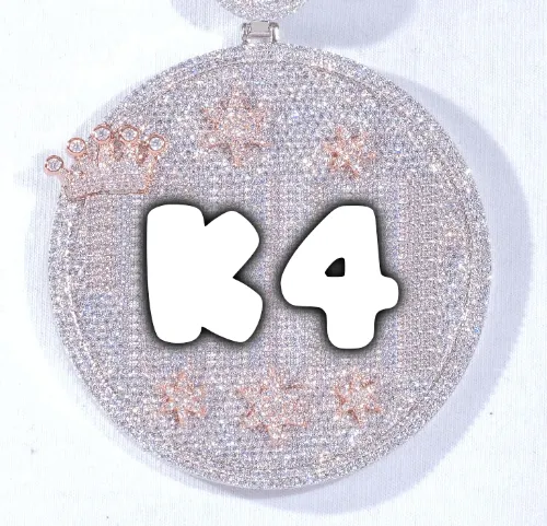 CUSTOM LETTER NECKLACE 3D BIG CROWN DISC sold by The GUU Shop