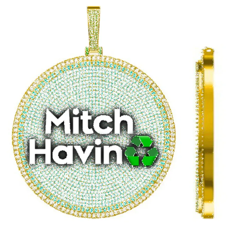 CUSTOM LETTER NECKLACE 3D BIG DISC sold by The GUU Shop