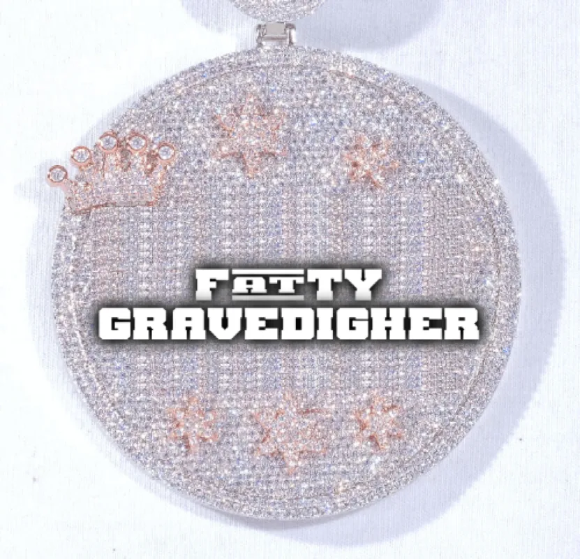 CUSTOM LETTER NECKLACE 3D BIG CROWN DISC sold by The GUU Shop