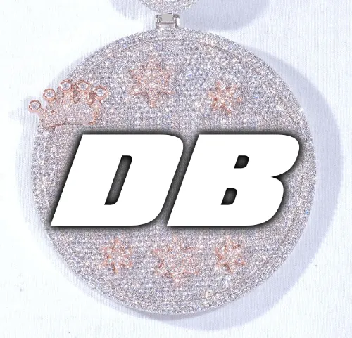 CUSTOM LETTER NECKLACE 3D BIG CROWN DISC sold by The GUU Shop