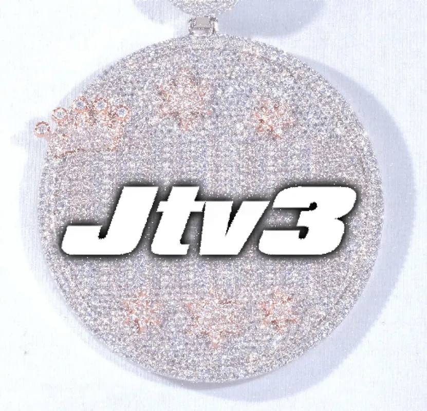 CUSTOM LETTER NECKLACE 3D BIG CROWN DISC sold by The GUU Shop