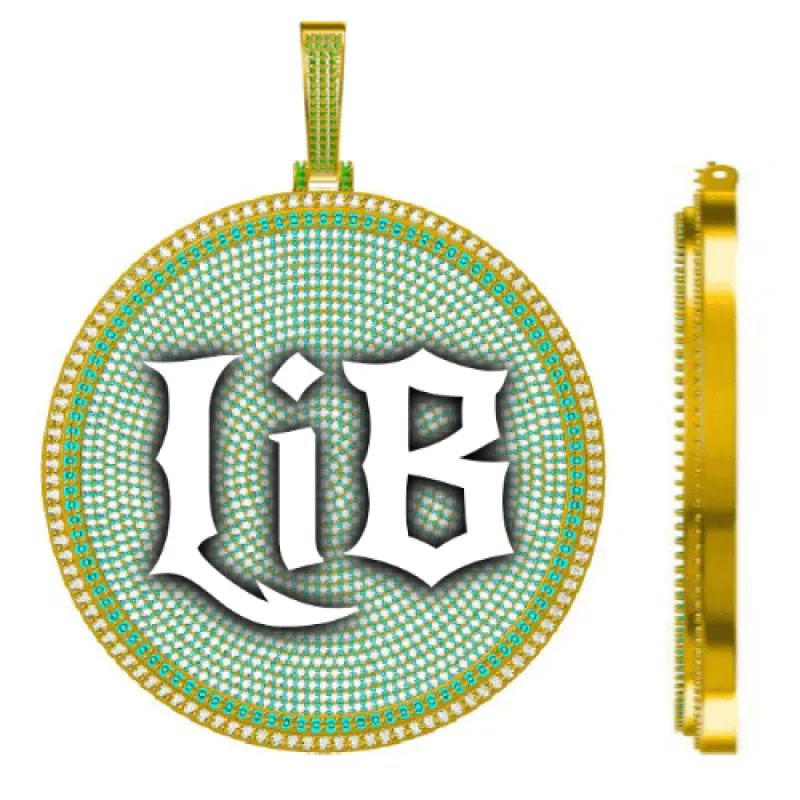 CUSTOM LETTER NECKLACE 3D BIG DISC sold by The GUU Shop