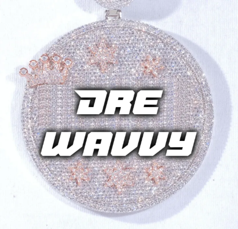 CUSTOM LETTER NECKLACE 3D BIG CROWN DISC sold by The GUU Shop