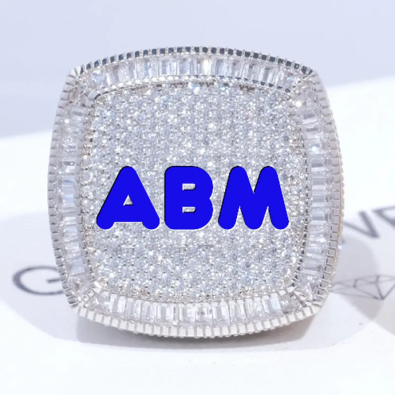 CUSTOM LETTER 3D ICED RING sold by The GUU Shop