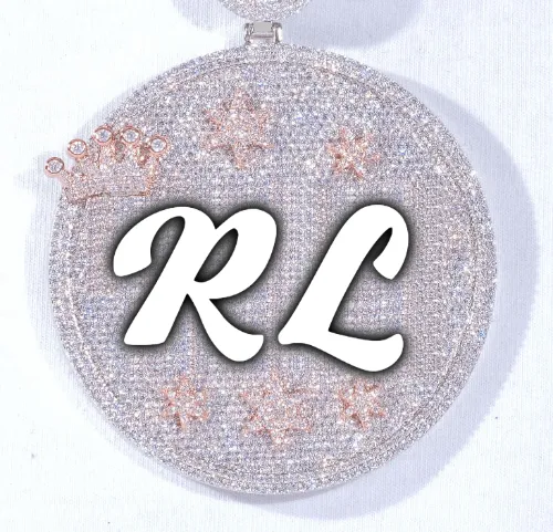 CUSTOM LETTER NECKLACE 3D BIG CROWN DISC sold by The GUU Shop