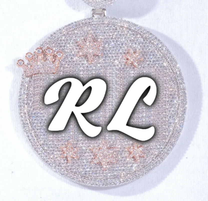 CUSTOM LETTER NECKLACE 3D BIG CROWN DISC sold by The GUU Shop