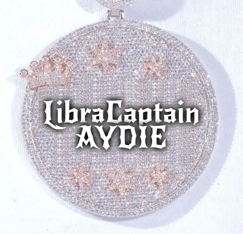 CUSTOM LETTER NECKLACE 3D BIG CROWN DISC sold by The GUU Shop