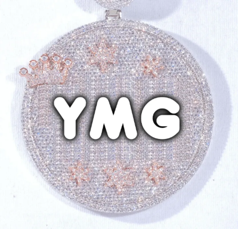 CUSTOM LETTER NECKLACE 3D BIG CROWN DISC sold by The GUU Shop