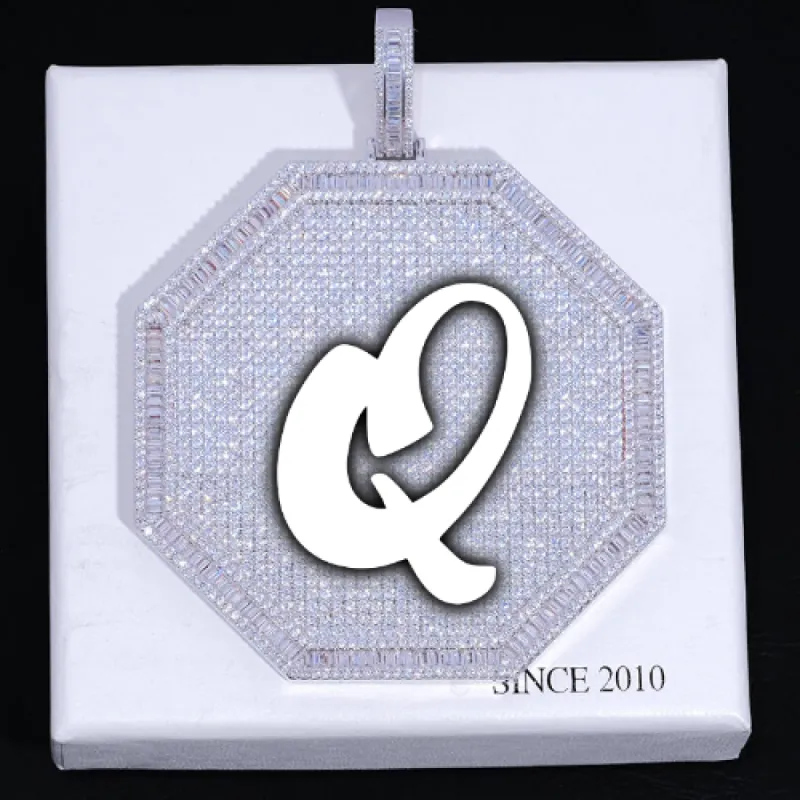 CUSTOM LETTER NECKLACE 3D BIG OCTAGON sold by The GUU Shop