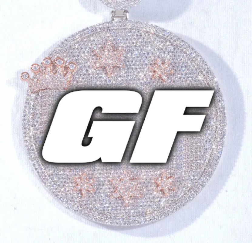 CUSTOM LETTER NECKLACE 3D BIG CROWN DISC sold by The GUU Shop