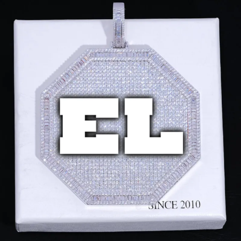 CUSTOM LETTER NECKLACE 3D BIG OCTAGON sold by The GUU Shop