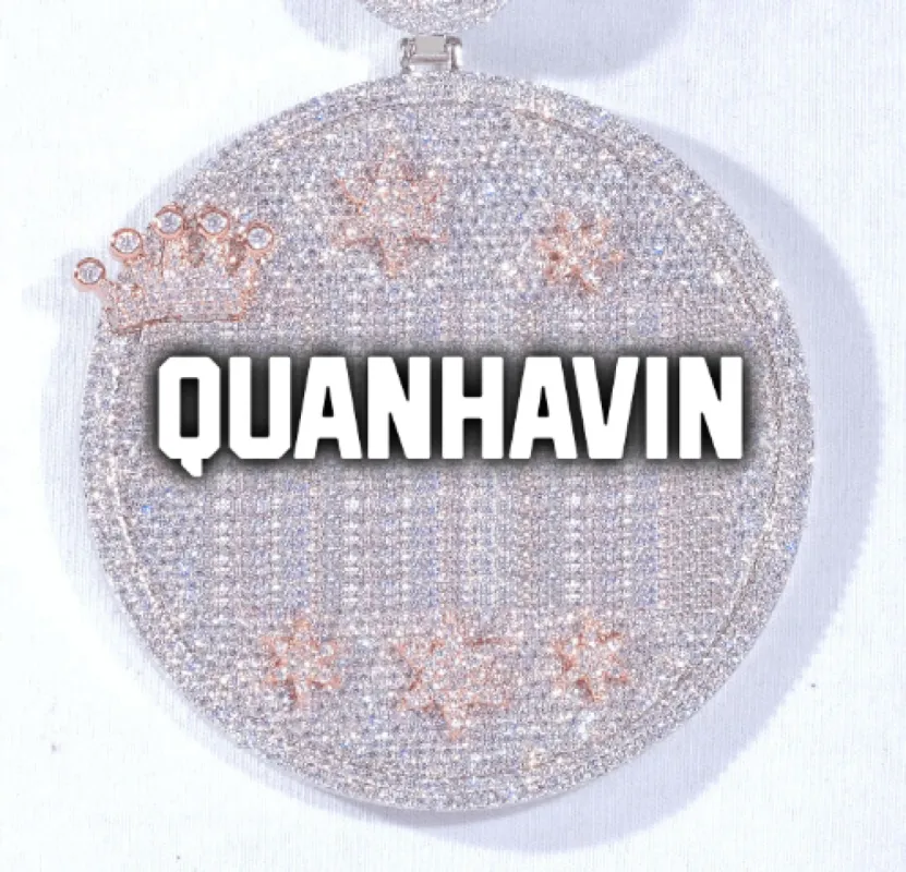 CUSTOM LETTER NECKLACE 3D BIG CROWN DISC sold by The GUU Shop