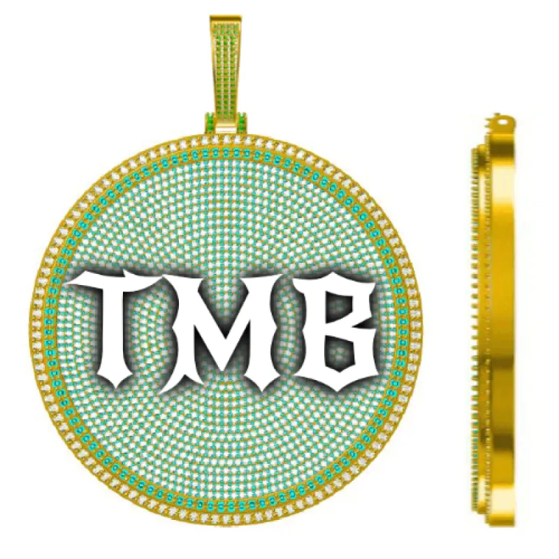 CUSTOM LETTER NECKLACE 3D BIG DISC sold by The GUU Shop