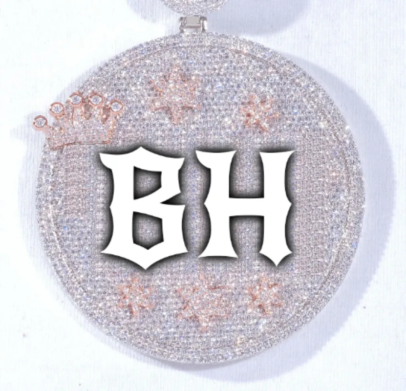 CUSTOM LETTER NECKLACE 3D BIG CROWN DISC sold by The GUU Shop