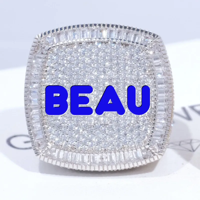 CUSTOM LETTER 3D ICED RING sold by The GUU Shop