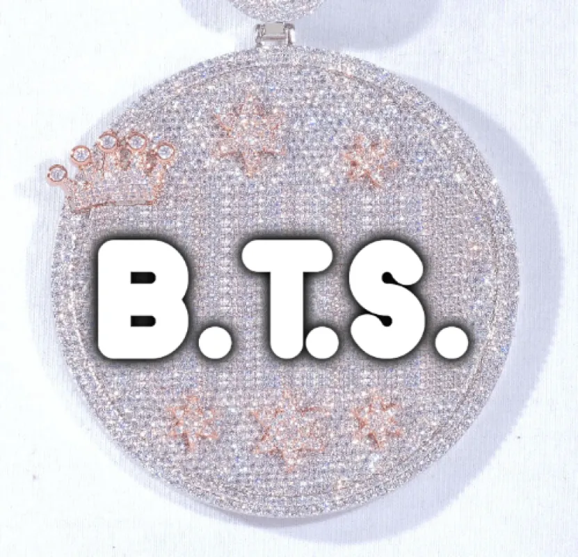 CUSTOM LETTER NECKLACE 3D BIG CROWN DISC sold by The GUU Shop