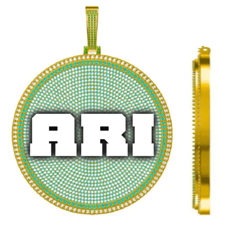 CUSTOM LETTER NECKLACE 3D BIG DISC sold by The GUU Shop