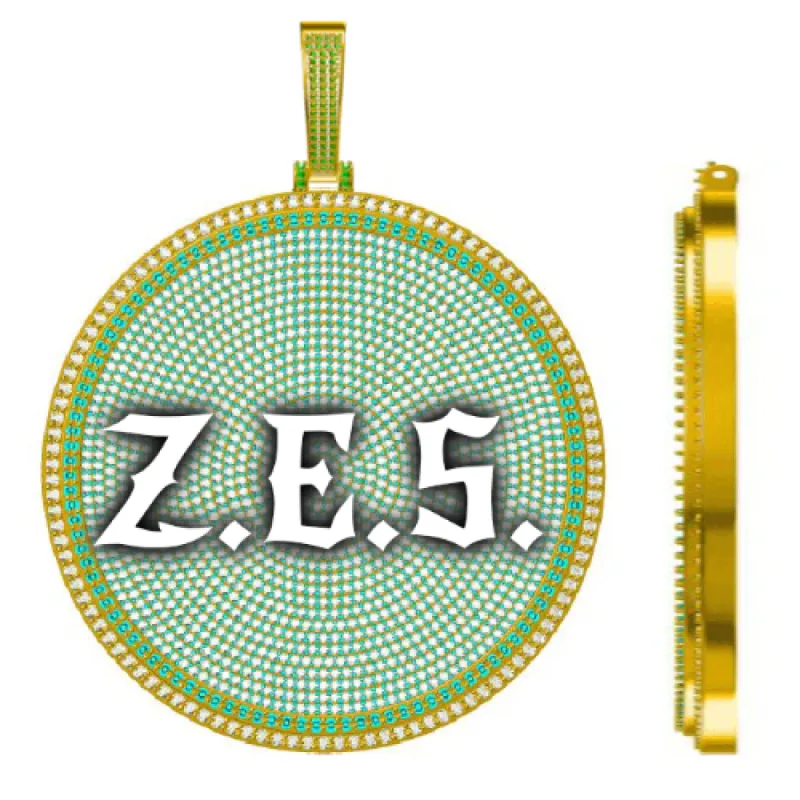 CUSTOM LETTER NECKLACE 3D BIG DISC sold by The GUU Shop