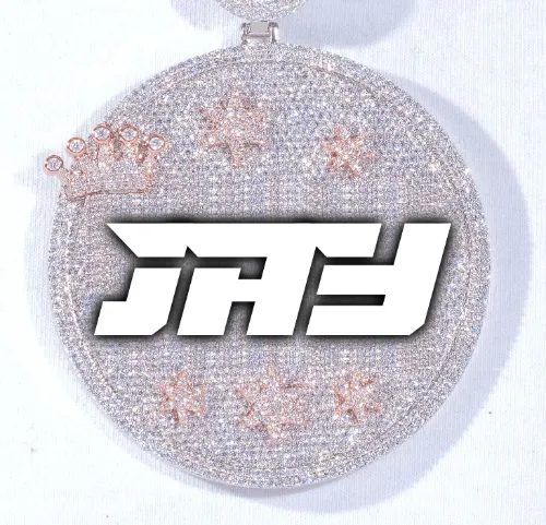 CUSTOM LETTER NECKLACE 3D BIG CROWN DISC sold by The GUU Shop