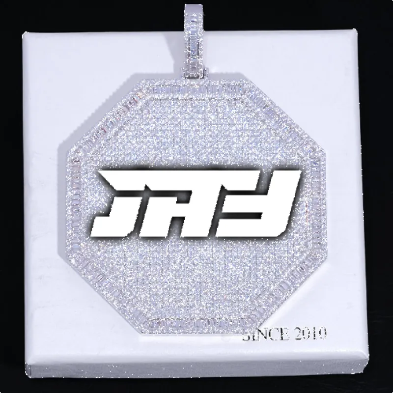 CUSTOM LETTER NECKLACE 3D BIG OCTAGON sold by The GUU Shop