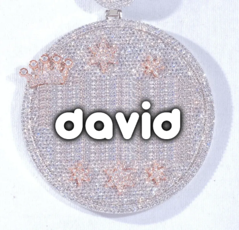 CUSTOM LETTER NECKLACE 3D BIG CROWN DISC sold by The GUU Shop