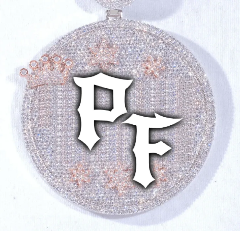 CUSTOM LETTER NECKLACE 3D BIG CROWN DISC sold by The GUU Shop