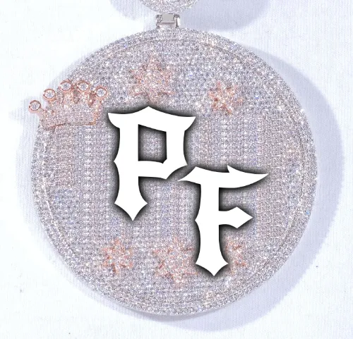 CUSTOM LETTER NECKLACE 3D BIG CROWN DISC sold by The GUU Shop