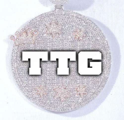 CUSTOM LETTER NECKLACE 3D BIG CROWN DISC sold by The GUU Shop