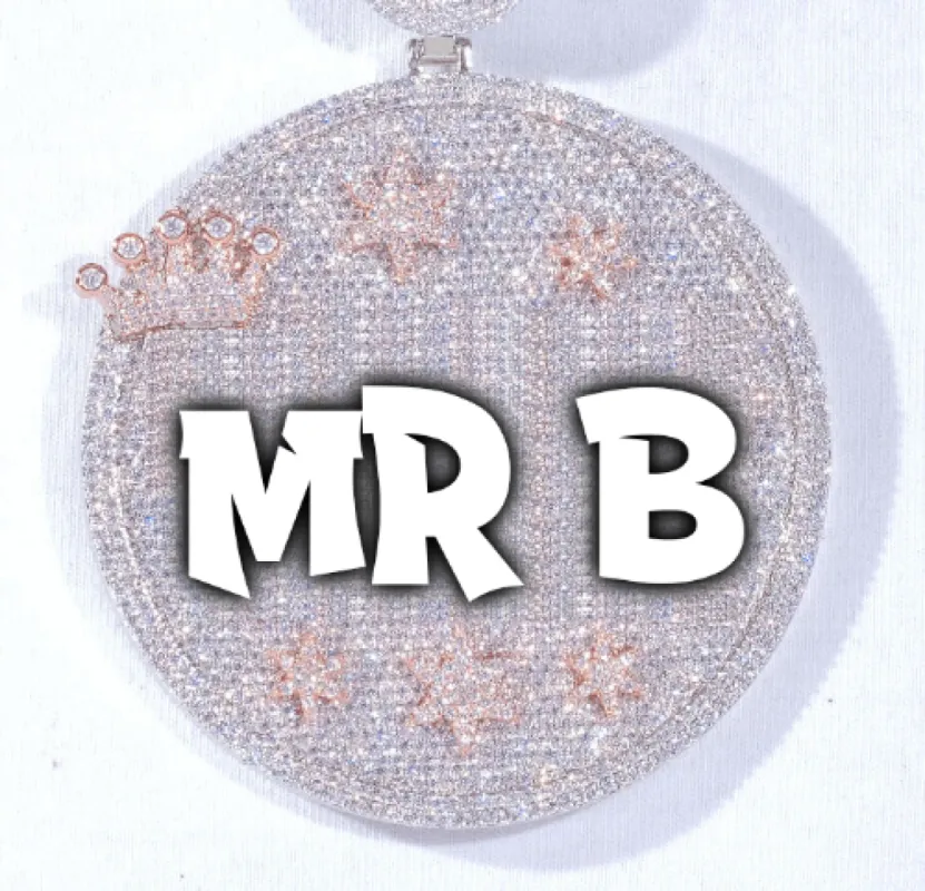 CUSTOM LETTER NECKLACE 3D BIG CROWN DISC sold by The GUU Shop