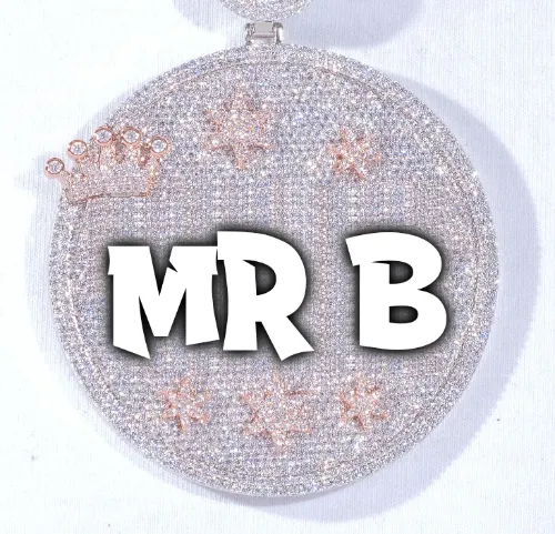 CUSTOM LETTER NECKLACE 3D BIG CROWN DISC sold by The GUU Shop